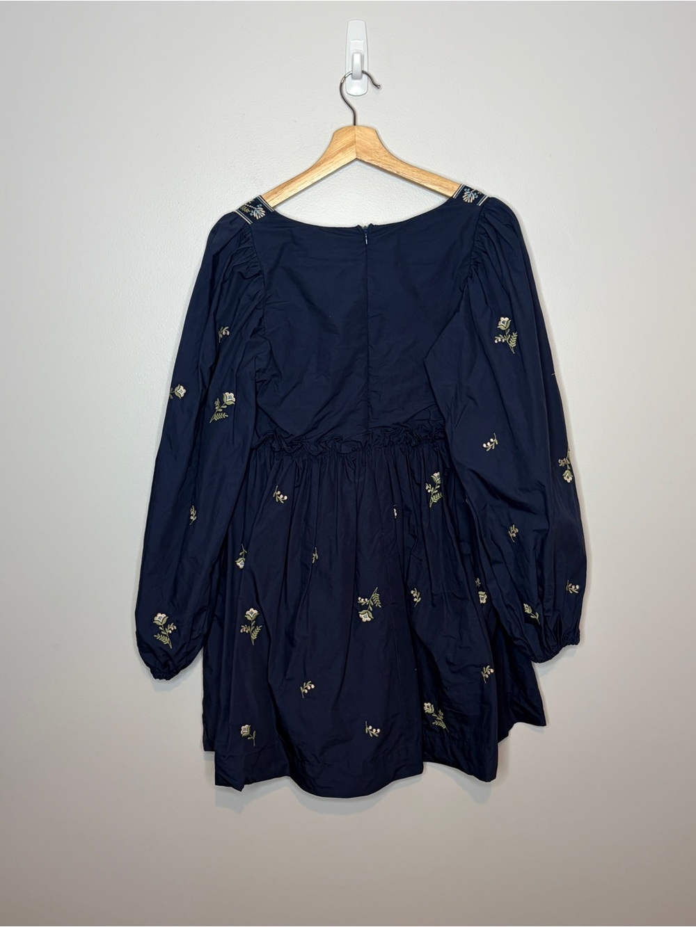 MABLE Navy Floral-Embroidered Square-Neck Mini Dress - Picture 7 of 9